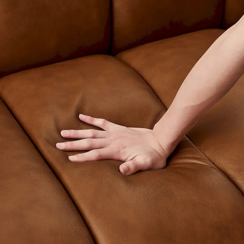 Canapé Rovan de luxe moderne du milieu du siècle en cuir cognac