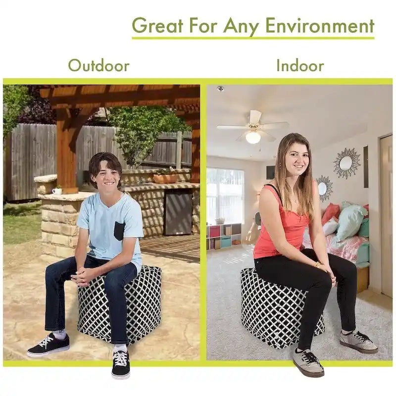 Pouf cube ottoman en bambou Majestic Home Goods pour intérieur/extérieur