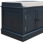 Banc à chaussures de rangement avec 4 portes et étagères réglables, coussin amovible