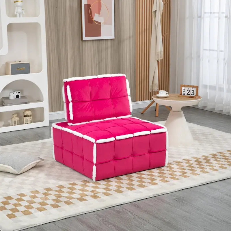 Fauteuil relax d'appoint une place, profond et sans accoudoirs, avec assise rembourrée.
