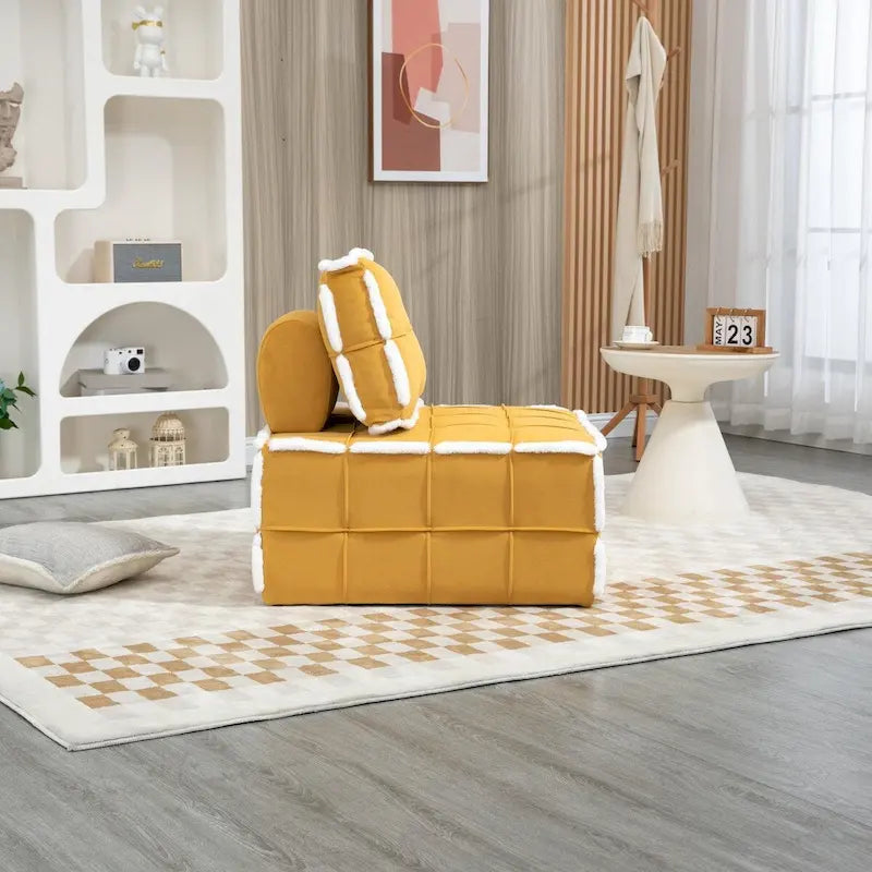 Fauteuil relax d'appoint une place, profond et sans accoudoirs, avec assise rembourrée.
