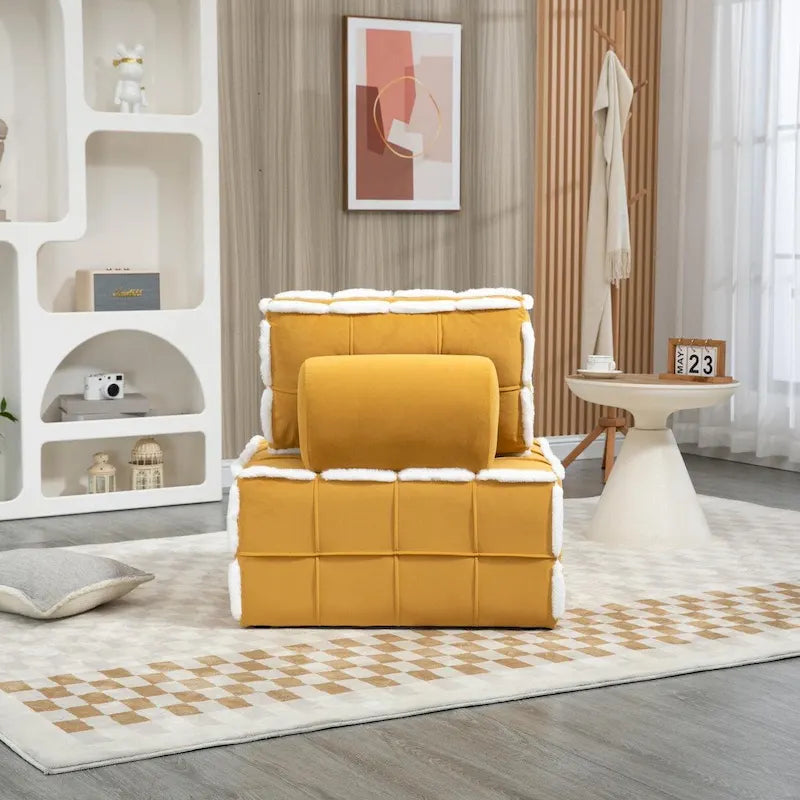 Fauteuil relax d'appoint une place, profond et sans accoudoirs, avec assise rembourrée.