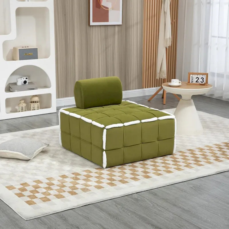 Fauteuil relax d'appoint une place, profond et sans accoudoirs, avec assise rembourrée.