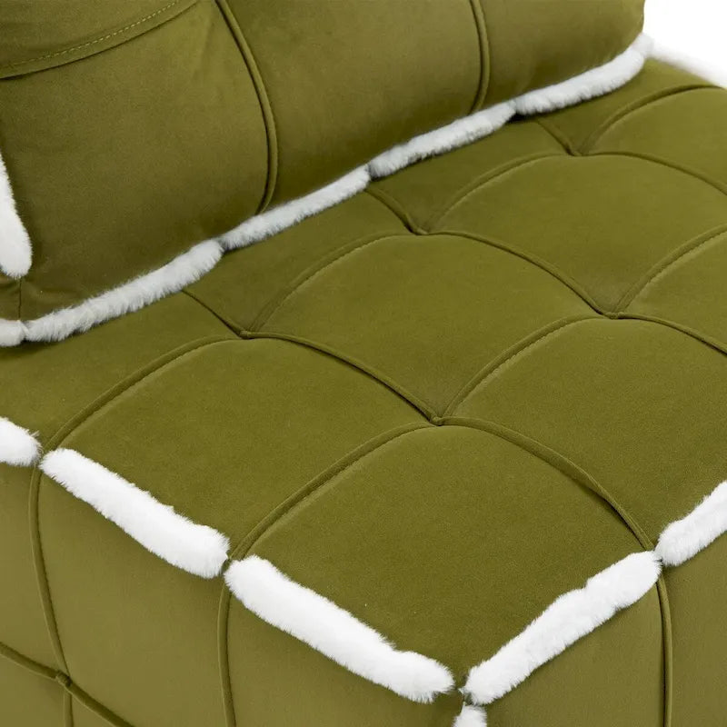 Fauteuil relax d'appoint une place, profond et sans accoudoirs, avec assise rembourrée.