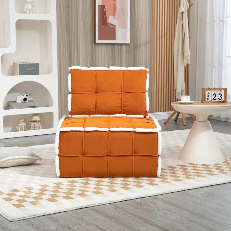 Fauteuil relax d'appoint une place, profond et sans accoudoirs, avec assise rembourrée.