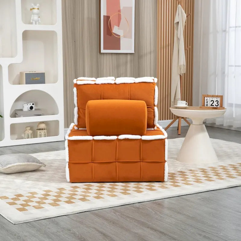 Fauteuil relax d'appoint une place, profond et sans accoudoirs, avec assise rembourrée.