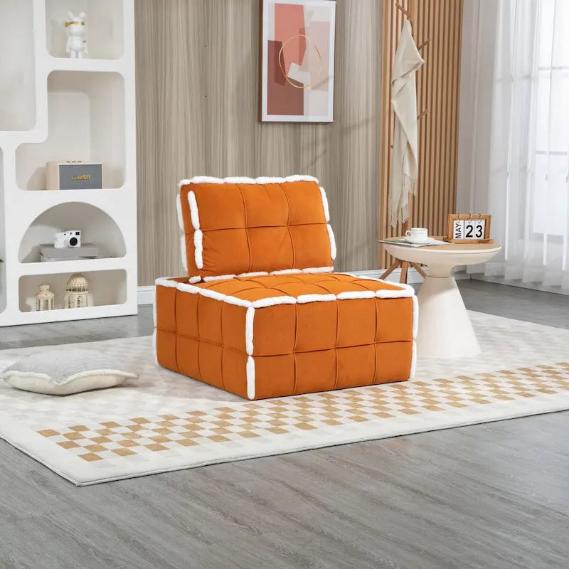 Fauteuil relax d'appoint une place, profond et sans accoudoirs, avec assise rembourrée.