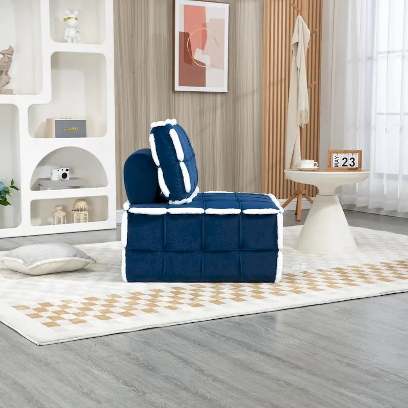 Fauteuil relax d'appoint une place, profond et sans accoudoirs, avec assise rembourrée.