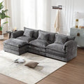 Canapé d'angle modulaire trois places surdimensionné et confortable en tissu chenille, en forme de L