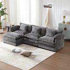 Canapé d'angle modulaire trois places surdimensionné et confortable en tissu chenille, en forme de L