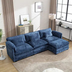 Canapé d'angle modulaire trois places surdimensionné et confortable en tissu chenille, en forme de L