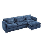 Canapé d'angle modulaire trois places surdimensionné et confortable en tissu chenille, en forme de L