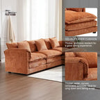 Canapé d'angle modulaire trois places surdimensionné et confortable en tissu chenille, en forme de L