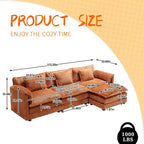 Canapé d'angle modulaire trois places surdimensionné et confortable en tissu chenille, en forme de L