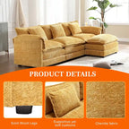 Canapé d'angle modulaire trois places surdimensionné et confortable en tissu chenille, en forme de L