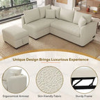 Canapé-lit d'angle en forme de L de 82,6 cm avec deux ports USB, deux prises électriques et un pouf de rangement amovible