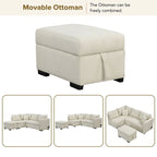 Canapé-lit d'angle en forme de L de 82,6 cm avec deux ports USB, deux prises électriques et un pouf de rangement amovible