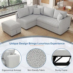 Canapé-lit d'angle en forme de L de 82,6 cm avec deux ports USB, deux prises électriques et un pouf de rangement amovible