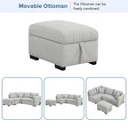 Canapé-lit d'angle en forme de L de 82,6 cm avec deux ports USB, deux prises électriques et un pouf de rangement amovible