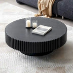 Table basse ronde moderne en noyer noir avec pied robuste, non assemblée