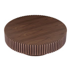 Table basse ronde moderne en noyer noir avec pied robuste, non assemblée