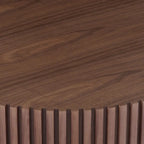 Table basse ronde moderne en noyer noir avec pied robuste, non assemblée