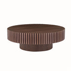 Table basse ronde moderne en noyer noir avec pied robuste, non assemblée