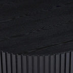 Table basse ronde moderne en noyer noir avec pied robuste, non assemblée