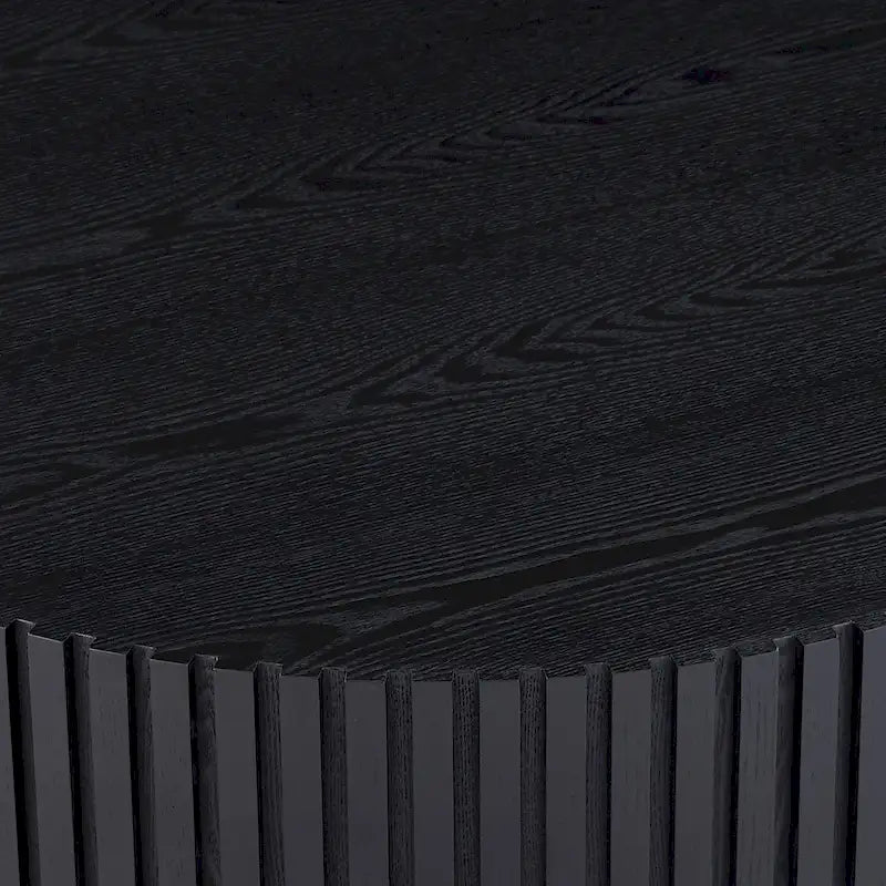 Table basse ronde moderne en noyer noir avec pied robuste, non assemblée