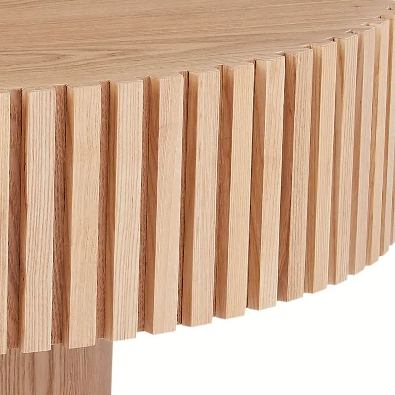 Table basse ronde moderne en noyer noir avec pied robuste, non assemblée