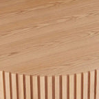 Table basse ronde moderne en noyer noir avec pied robuste, non assemblée