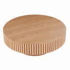 Table basse ronde moderne en noyer noir avec pied robuste, non assemblée