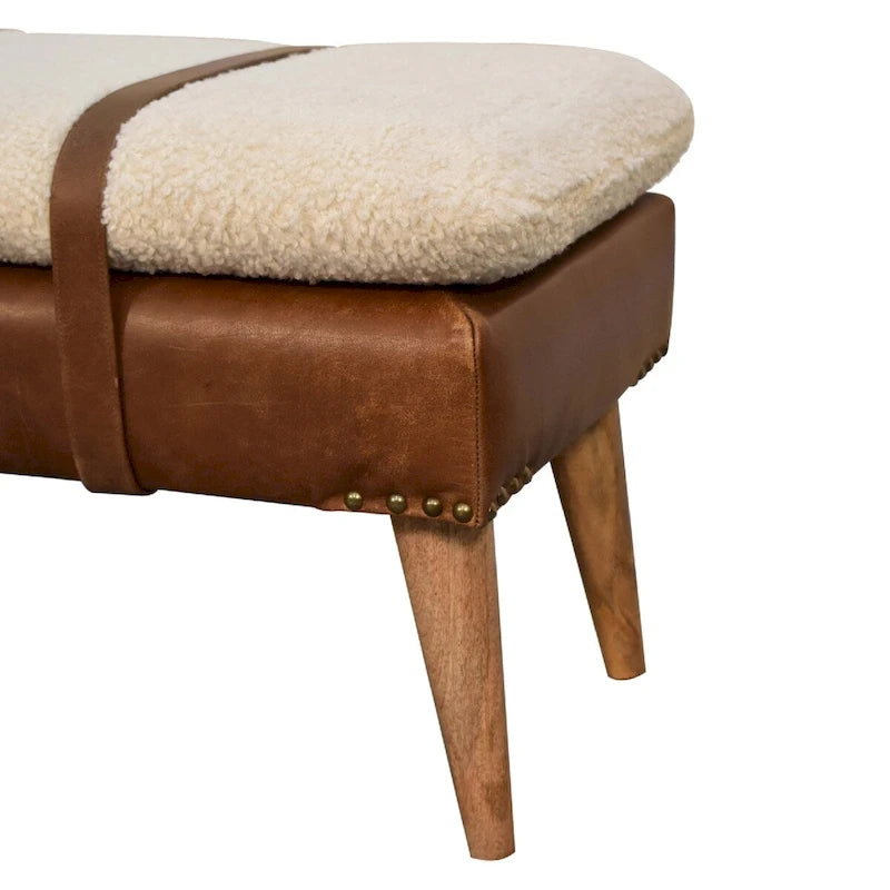 Banc en cuir bouclé de buffle