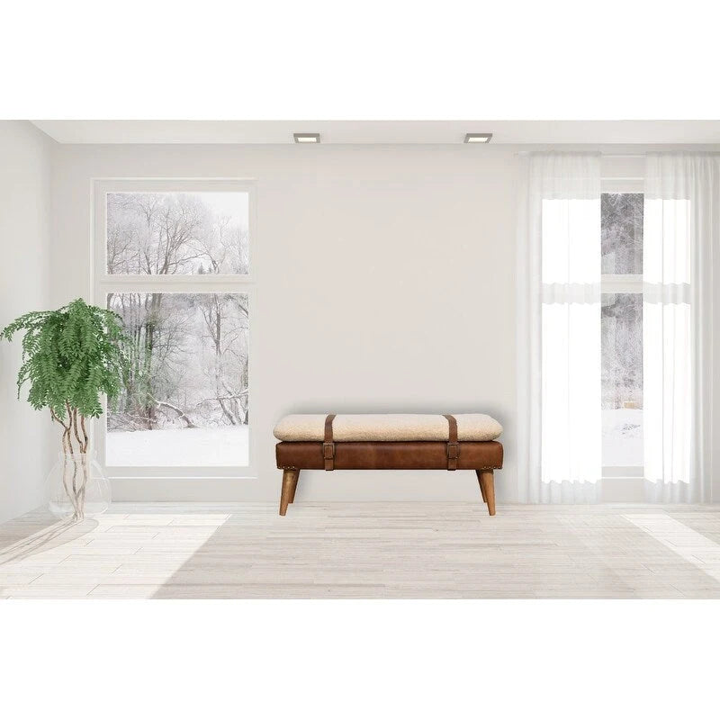 Banc en cuir bouclé de buffle
