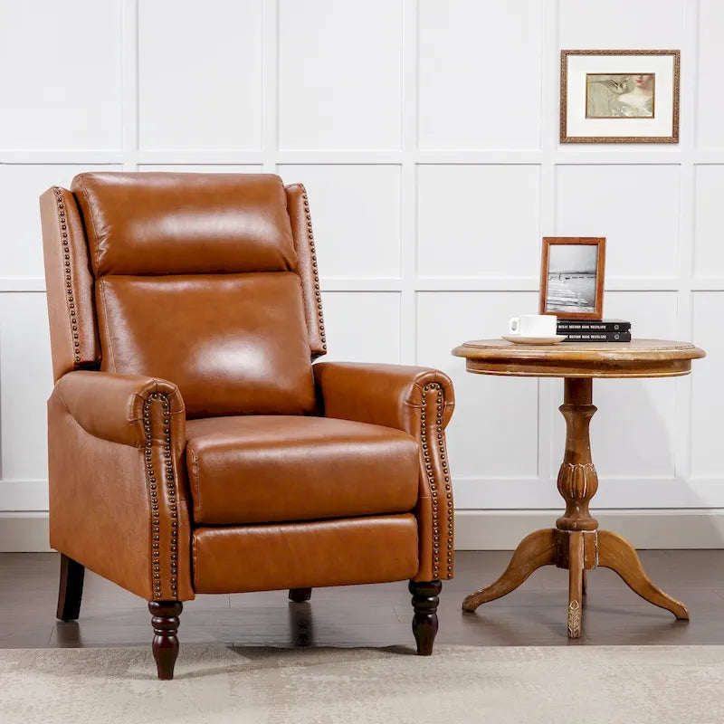 Fauteuil inclinable confortable en cuir véritable COZYMAN, dossier réglable, fauteuil de salon avec accoudoirs