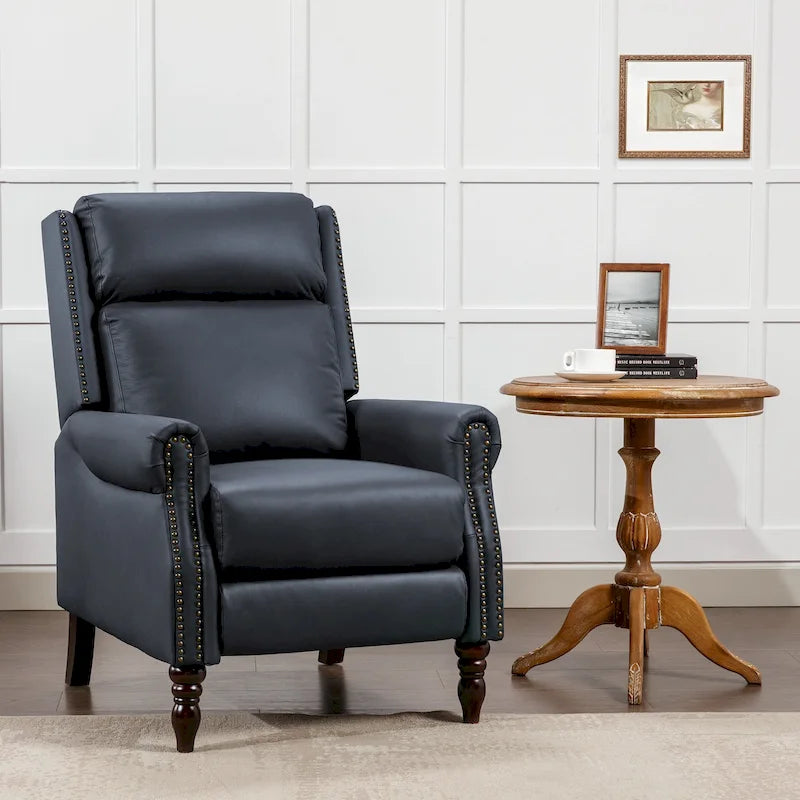 Fauteuil inclinable confortable en cuir véritable COZYMAN, dossier réglable, fauteuil de salon avec accoudoirs