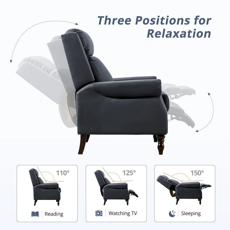 Fauteuil inclinable confortable en cuir véritable COZYMAN, dossier réglable, fauteuil de salon avec accoudoirs