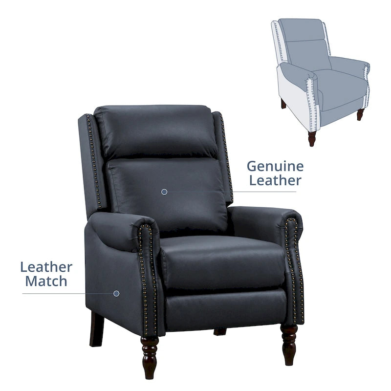 Fauteuil inclinable confortable en cuir véritable COZYMAN, dossier réglable, fauteuil de salon avec accoudoirs