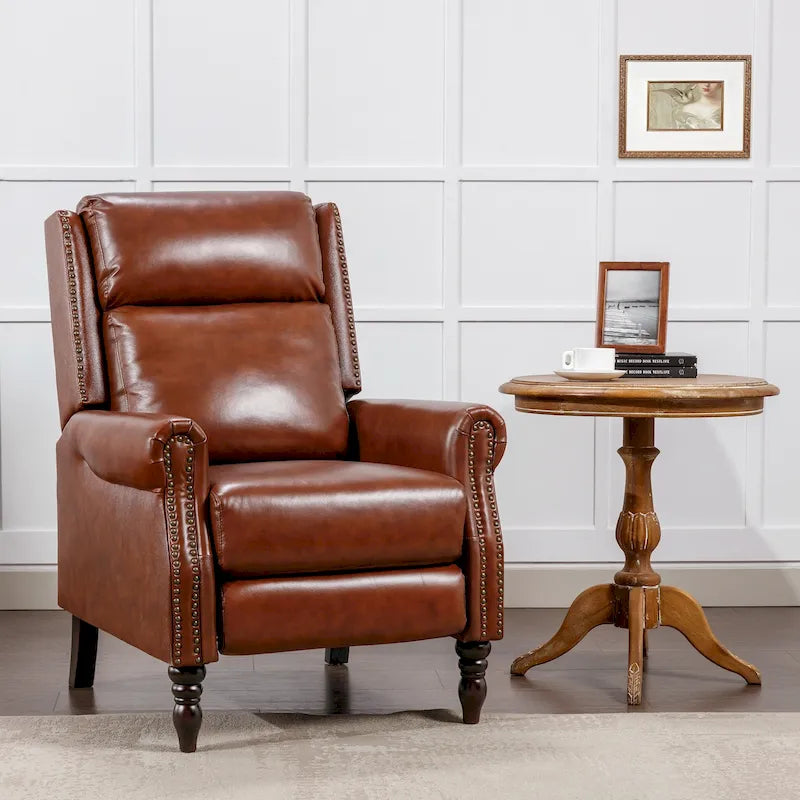 Fauteuil inclinable confortable en cuir véritable COZYMAN, dossier réglable, fauteuil de salon avec accoudoirs