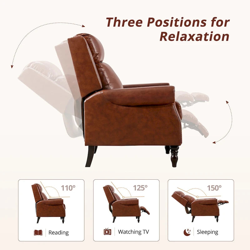 Fauteuil inclinable confortable en cuir véritable COZYMAN, dossier réglable, fauteuil de salon avec accoudoirs