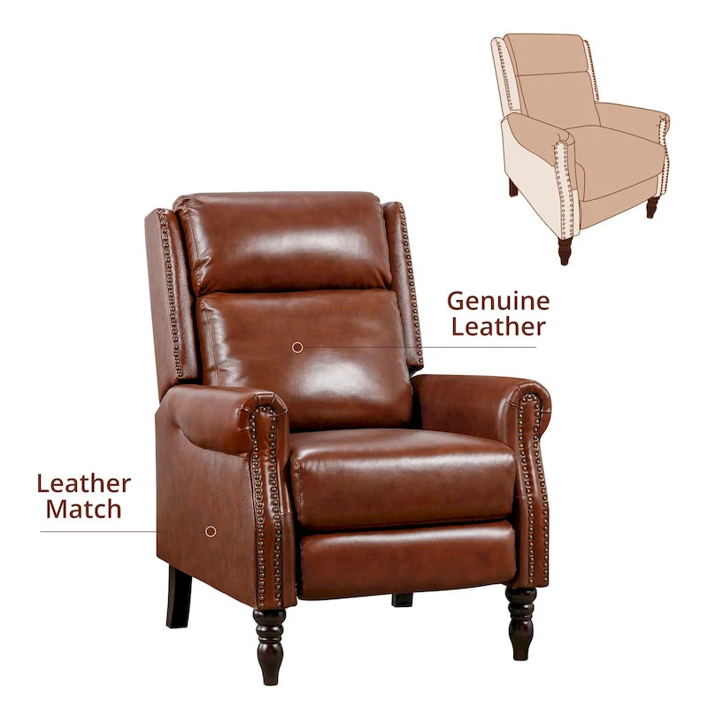 Fauteuil inclinable confortable en cuir véritable COZYMAN, dossier réglable, fauteuil de salon avec accoudoirs