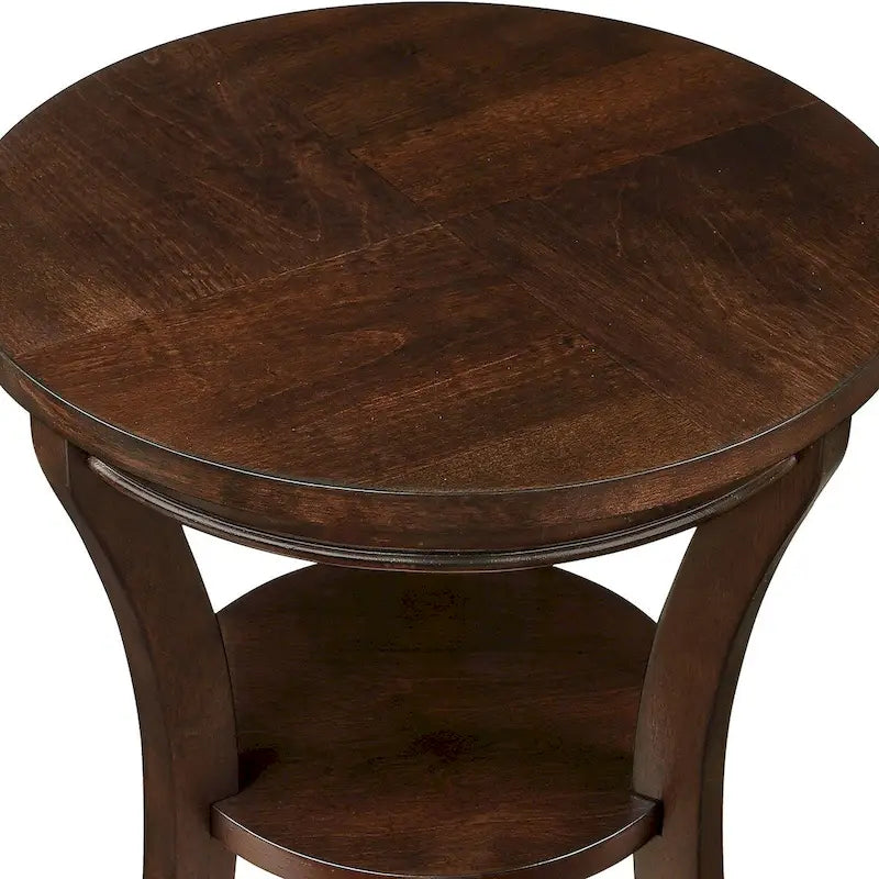 Table d'appoint ronde en bois avec étagère ouverte