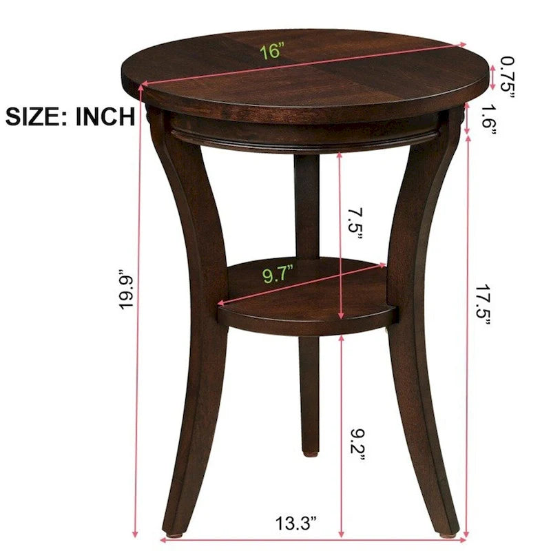 Table d'appoint ronde en bois avec étagère ouverte