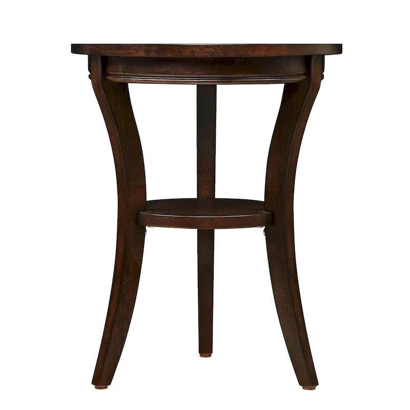 Table d'appoint ronde en bois avec étagère ouverte
