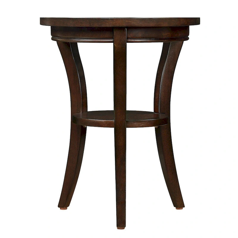 Table d'appoint ronde en bois avec étagère ouverte