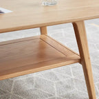 Table basse rectangulaire à deux niveaux en bois massif naturel Grondin Nordic avec étagère
