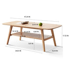 Table basse rectangulaire à deux niveaux en bois massif naturel Grondin Nordic avec étagère