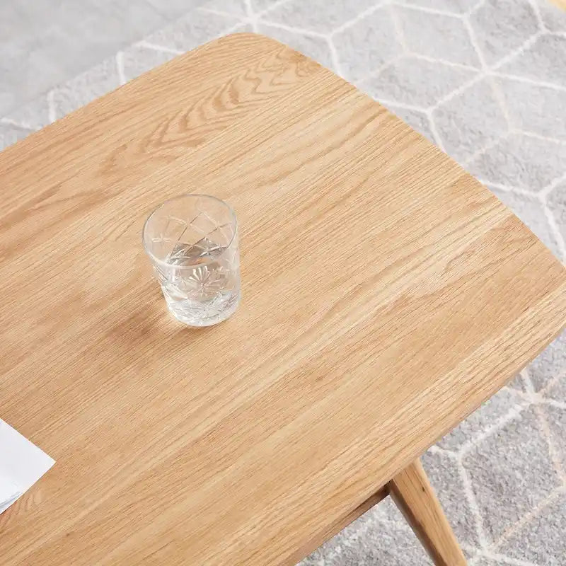 Table basse rectangulaire à deux niveaux en bois massif naturel Grondin Nordic avec étagère