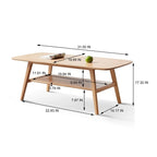 Table basse rectangulaire à deux niveaux en bois massif naturel Grondin Nordic avec étagère