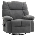 Fauteuil de massage vibrant HOMCOM gris foncé avec fonction chauffante, fauteuil à bascule pivotant surdimensionné, canapé une place